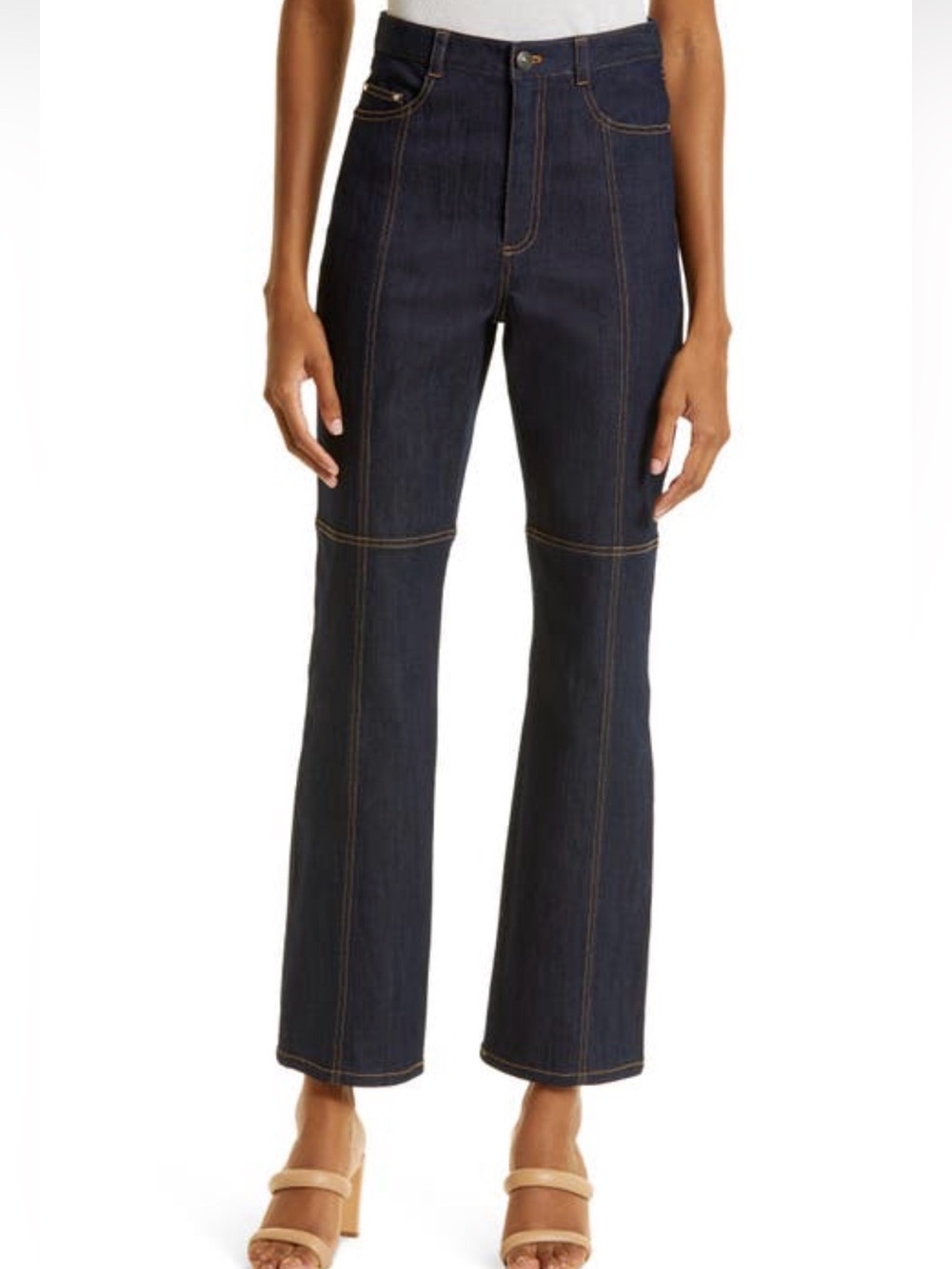 Cinq a Sept Livvy Dark Indigo Topstitched Boot Cut Jeans, 28x30
